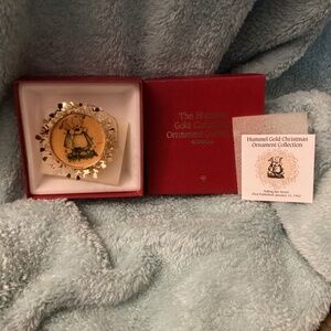 Vintage Hummel TELLING HER SECRET Gold Christmas Ornament Collection 🌲